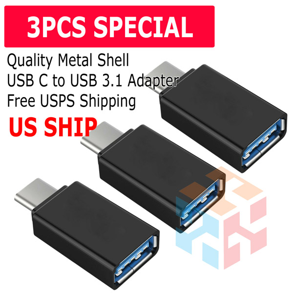 3-Pack USB-C Type C 3.1 Male to USB 3.0 Type A Female Adapter Sync Data ...