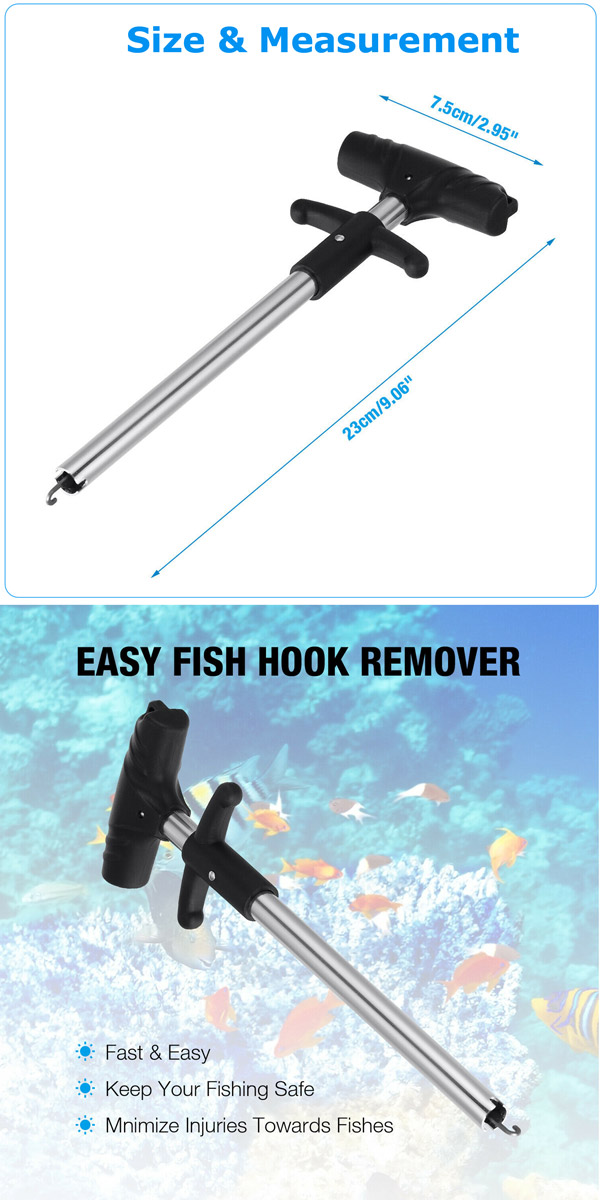 Fish Hook REMOVER Puller Detacher T-Handle Extractor Fishing Tackle Easy  Tool US