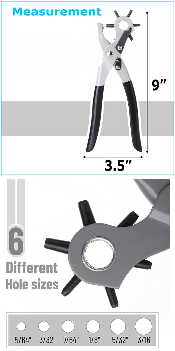 Heavy Duty Leather Hole Punch Tool Multi Size Plier for Belt